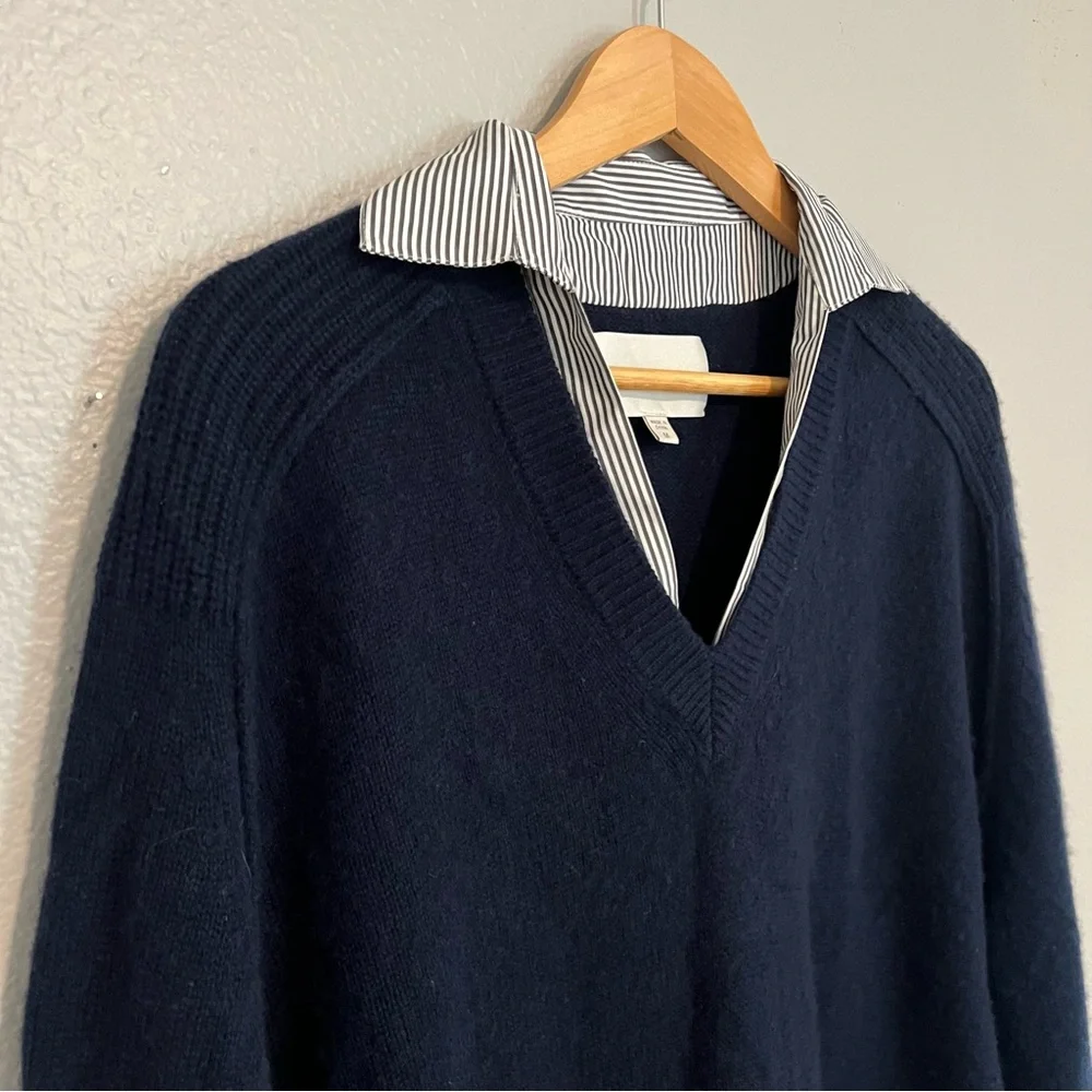 Brochu Walker Navy The Looker Layered V-Neck Sweater M - Picture 6 of 10